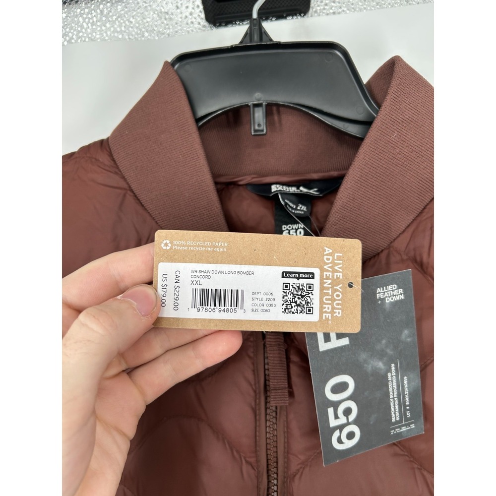 Eddie Bauer Shaw 650 Down Long Puffer Bomber Jacket Womens 2XL Full Zip Up Coat - Picture 5 of 9